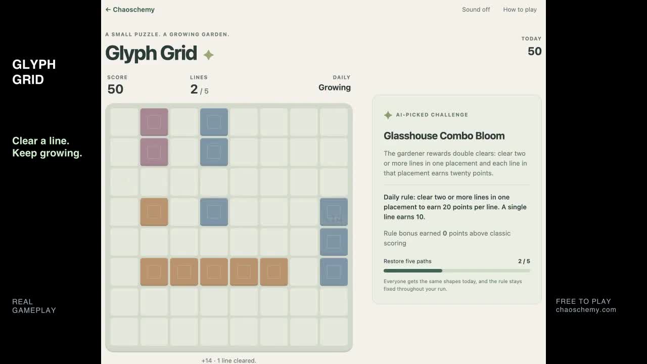 Glyph Grid gameplay: a frame from the recorded game